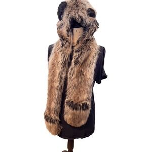SpiritHoods Grey Wolf Faux Fur Hood Scarf With Paw Mittens